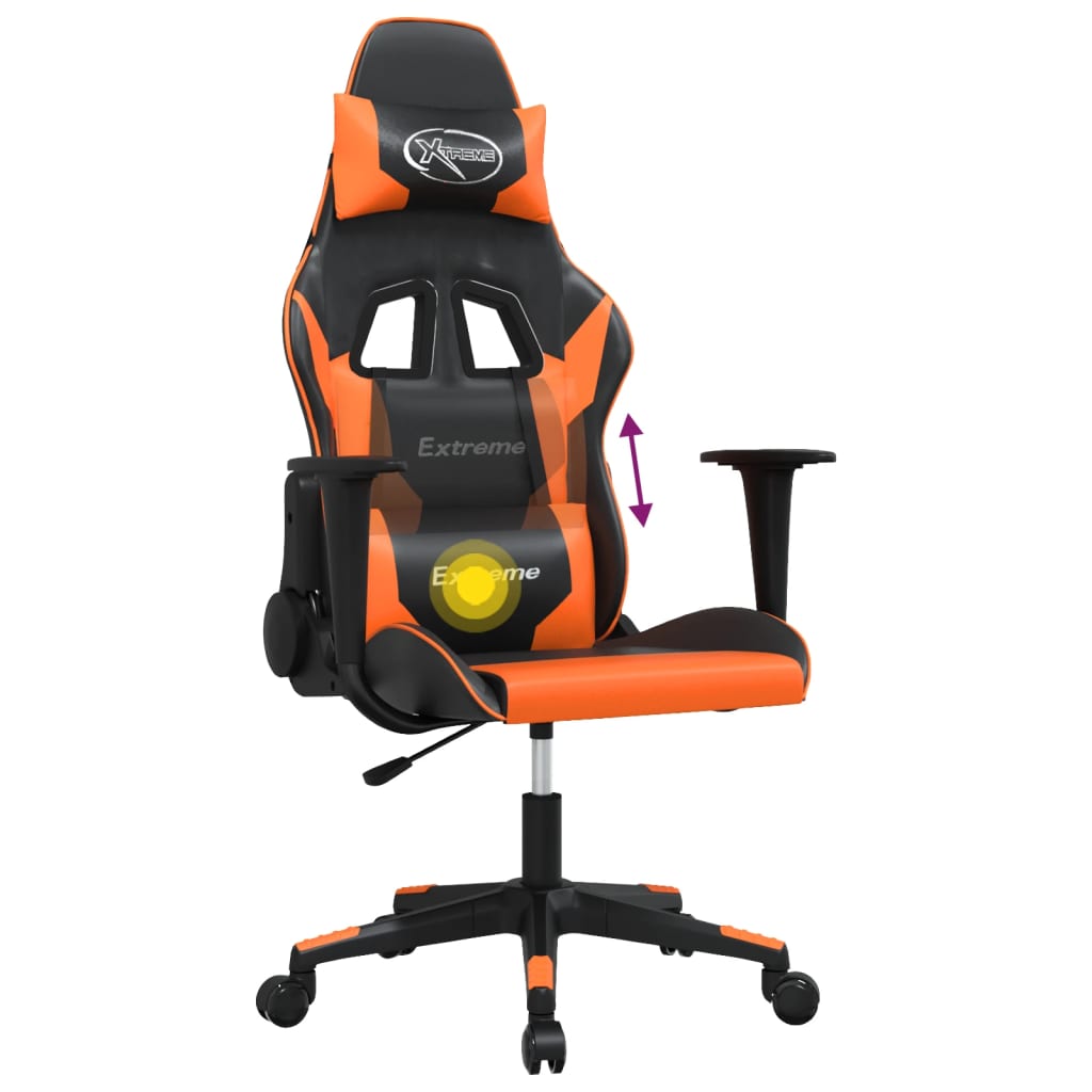 Sedia da Gaming Massaggiante Nero e Arancione in Similpelle 345451