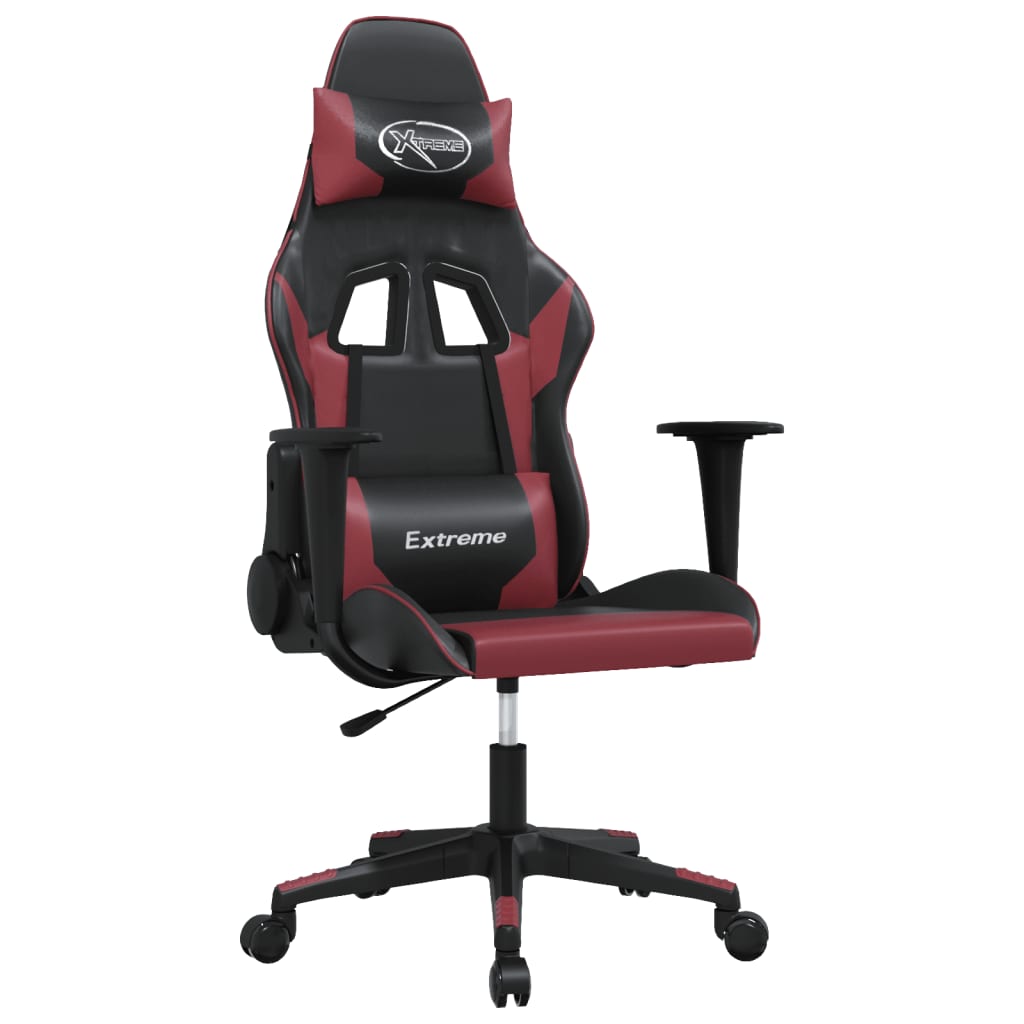 Sedia Gaming Massaggio Nero e Rosso Vino in Similpelle 345452