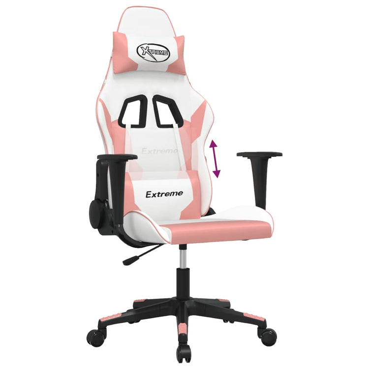 Sedia da Gaming Massaggiante Bianco e Rosa in Similpelle 345454