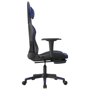 Sedia da Gaming Massaggiante Poggiapiedi Nero e Blu Similpelle 345457