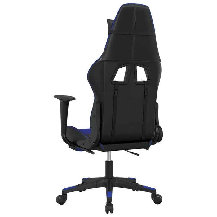 Sedia da Gaming Massaggiante Poggiapiedi Nero e Blu Similpelle 345457