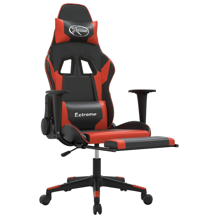 Sedia da Gaming Massaggio Poggiapiedi Nero e Rosso Similpelle cod mxl 61066