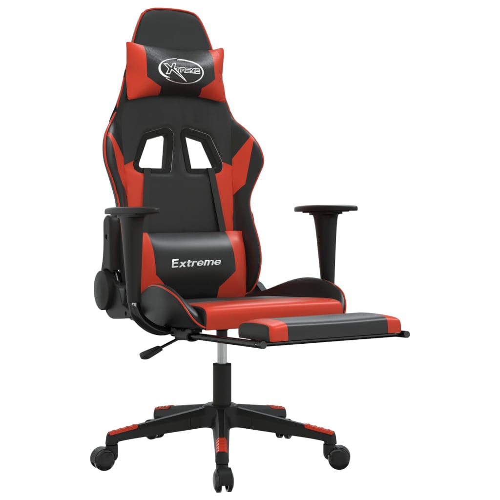 Sedia da Gaming Massaggio Poggiapiedi Nero e Rosso Similpelle 345458