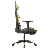 Sedia da Gaming Massaggiante Poggiapiedi Nero e Oro Similpelle cod mxl 62877