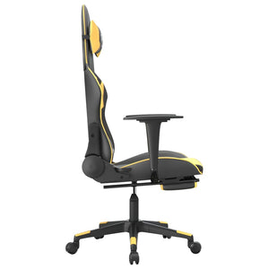 Sedia da Gaming Massaggiante Poggiapiedi Nero e Oro Similpelle cod mxl 62877