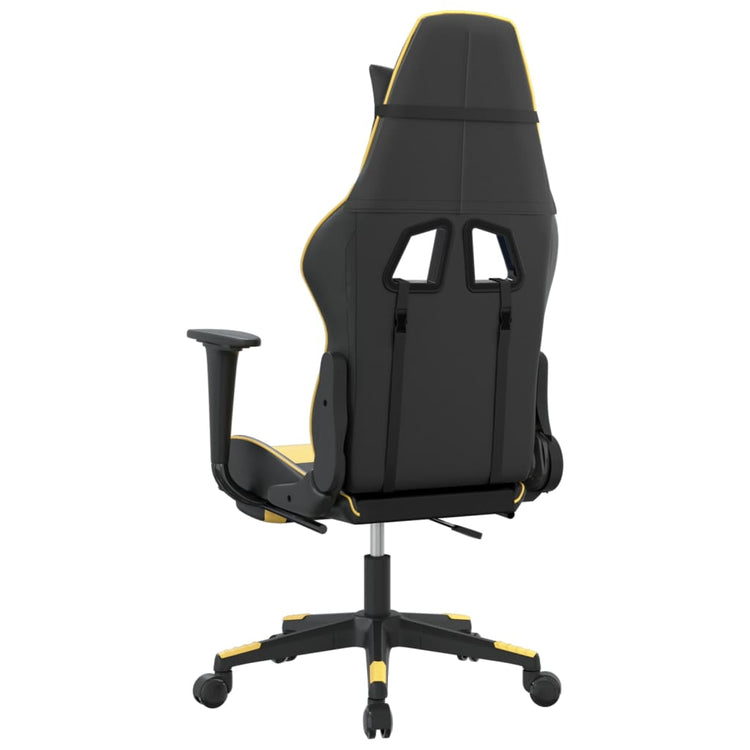 Sedia da Gaming Massaggiante Poggiapiedi Nero e Oro Similpelle cod mxl 62877