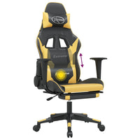 Sedia da Gaming Massaggiante Poggiapiedi Nero e Oro Similpelle cod mxl 62877