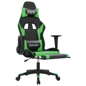 Sedia da Gaming Massaggio Poggiapiedi Nero e Verde Similpelle cod mxl 61068