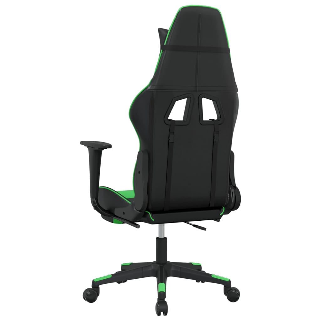 Sedia da Gaming Massaggio Poggiapiedi Nero e Verde Similpelle cod mxl 61068