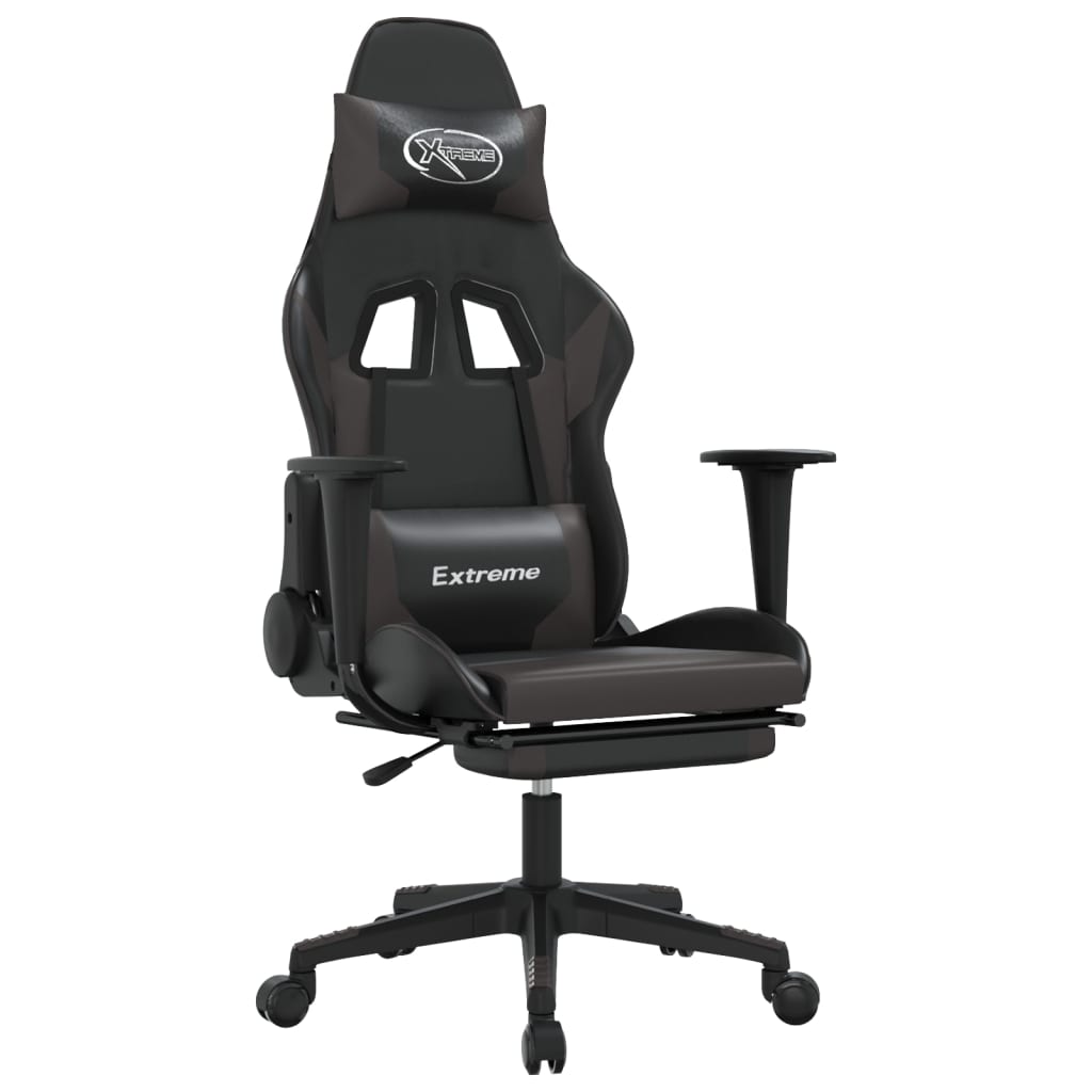 Sedia da Gaming Massaggio Poggiapiedi Nero e Grigio Similpellecod mxl 95534