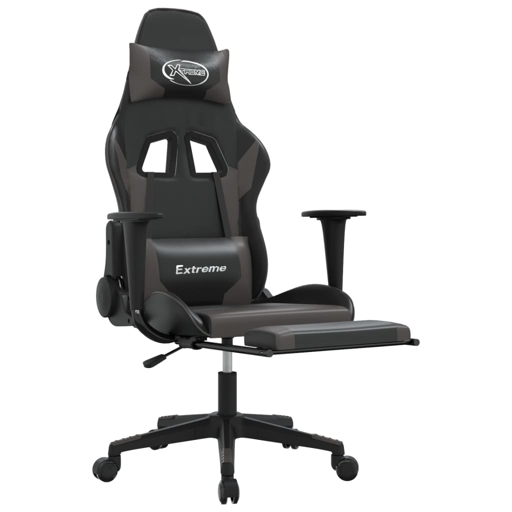 Sedia da Gaming Massaggio Poggiapiedi Nero e Grigio Similpellecod mxl 95534