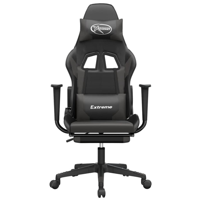 Sedia da Gaming Massaggio Poggiapiedi Nero e Grigio Similpelle 345461