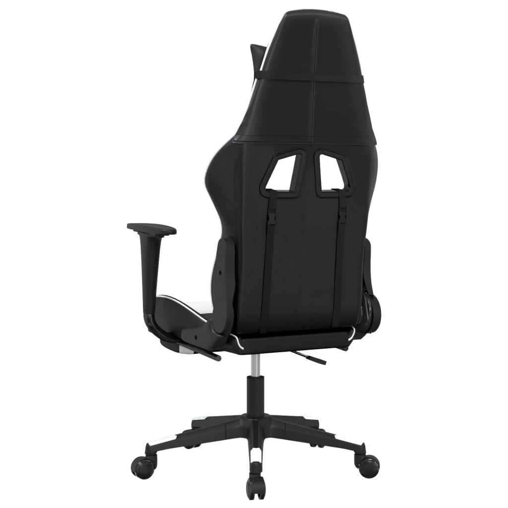 Sedia Gaming Massaggiante Poggiapiedi Nero e Bianco Similpelle 345462