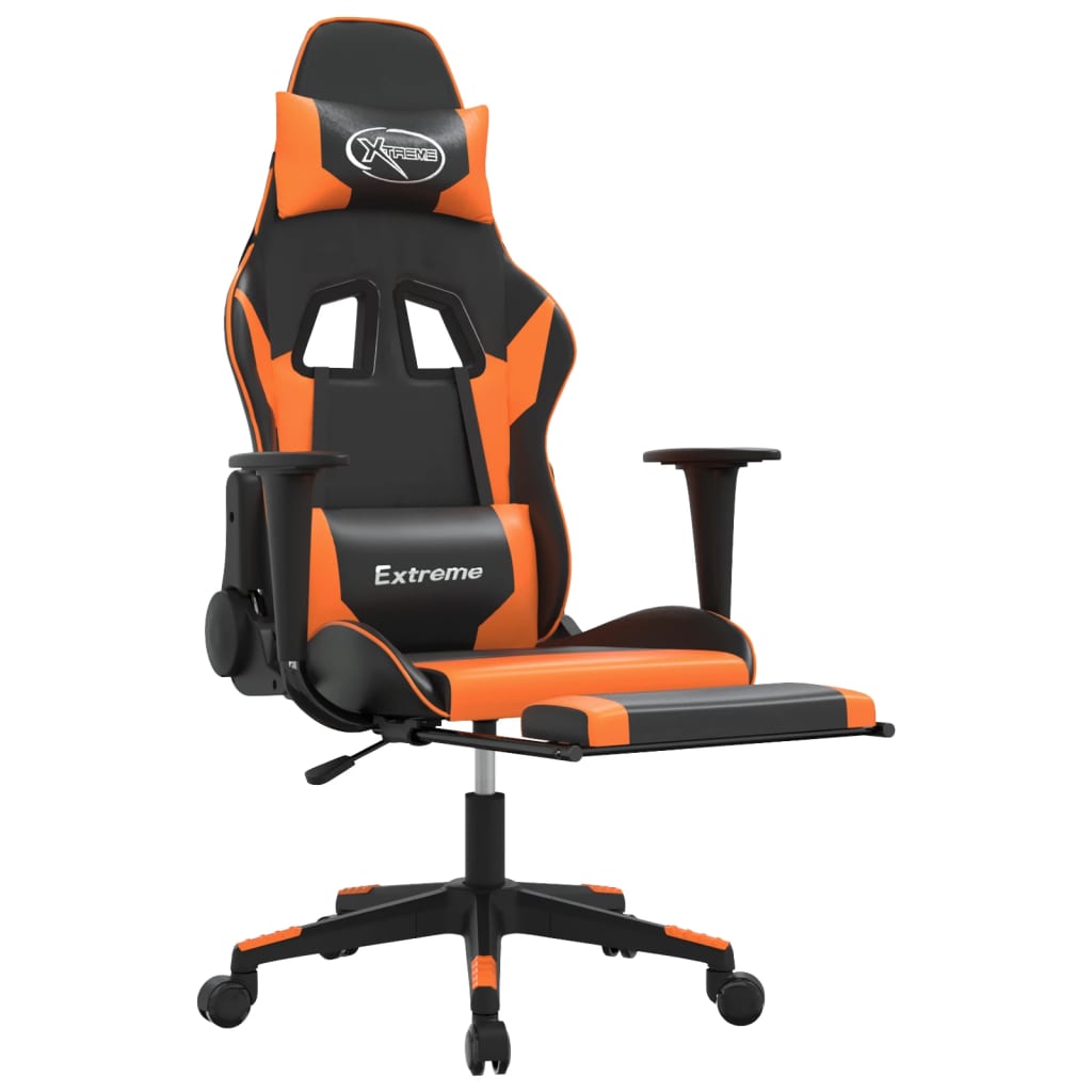 Sedia Gaming Massaggio Poggiapiedi Nero e Arancione Similpelle 345463