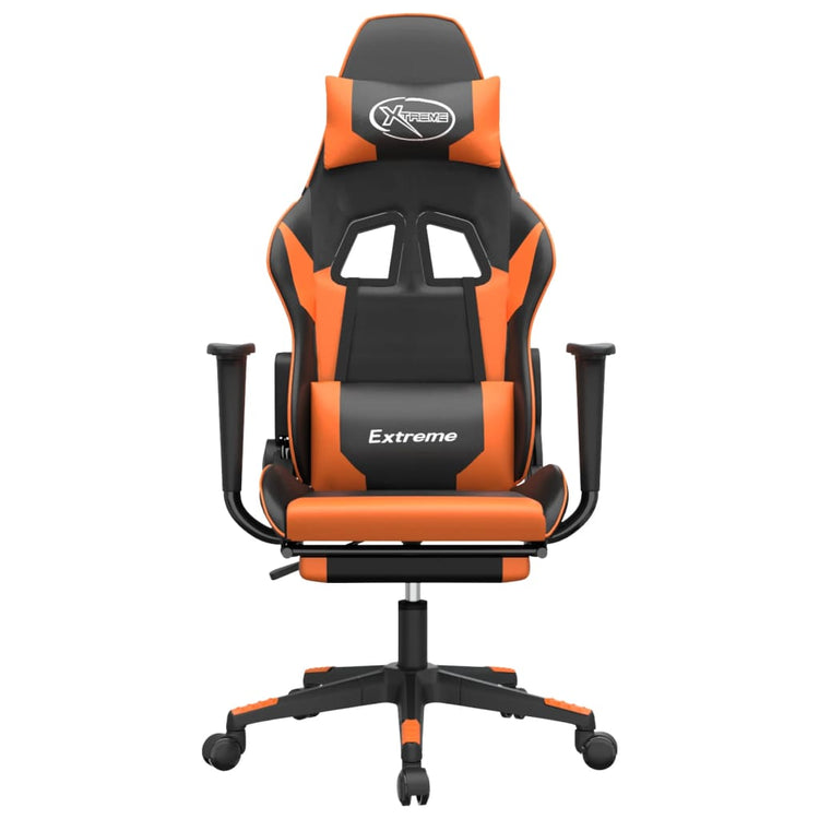 Sedia Gaming Massaggio Poggiapiedi Nero e Arancione Similpelle 345463