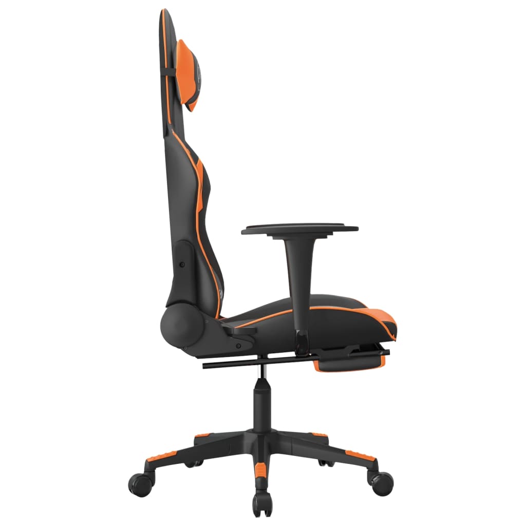 Sedia Gaming Massaggio Poggiapiedi Nero e Arancione Similpelle 345463