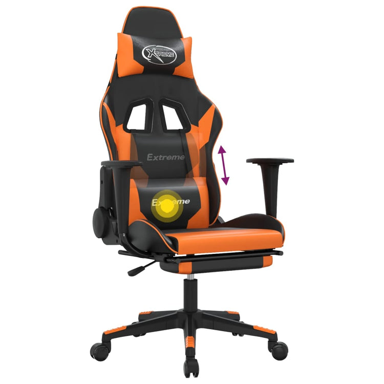 Sedia Gaming Massaggio Poggiapiedi Nero e Arancione Similpelle 345463