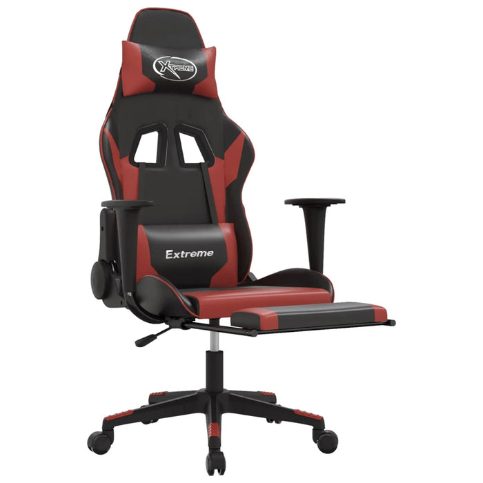 Sedia Gaming Massaggio Poggiapiedi Nero e Rosso Vino Similpelle cod mxl 70703