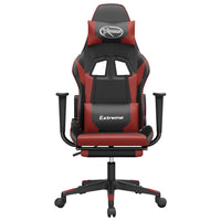 Sedia Gaming Massaggio Poggiapiedi Nero e Rosso Vino Similpelle 345464