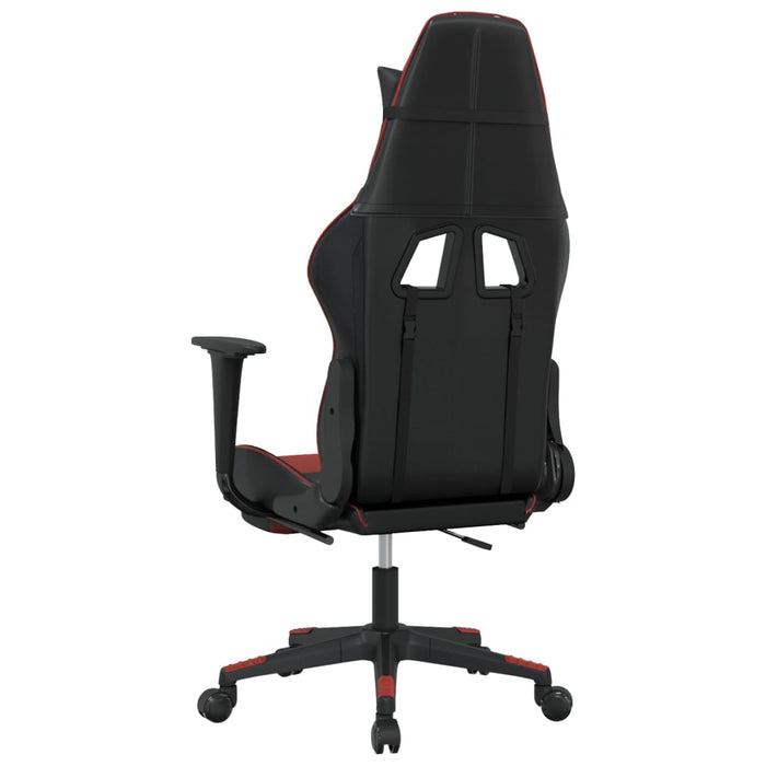 Sedia Gaming Massaggio Poggiapiedi Nero e Rosso Vino Similpelle cod mxl 70703