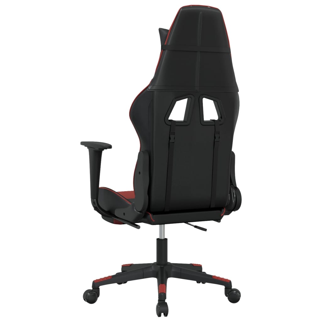 Sedia Gaming Massaggio Poggiapiedi Nero e Rosso Vino Similpelle 345464