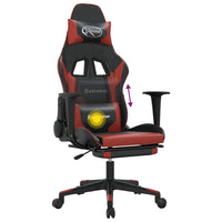 Sedia Gaming Massaggio Poggiapiedi Nero e Rosso Vino Similpelle cod mxl 70703