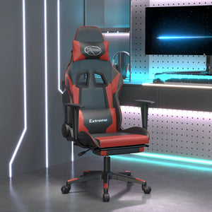 Sedia Gaming Massaggio Poggiapiedi Nero e Rosso Vino Similpelle 345464