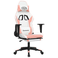 Sedia da Gaming Massaggio Poggiapiedi Bianco e Rosa Similpelle 345466