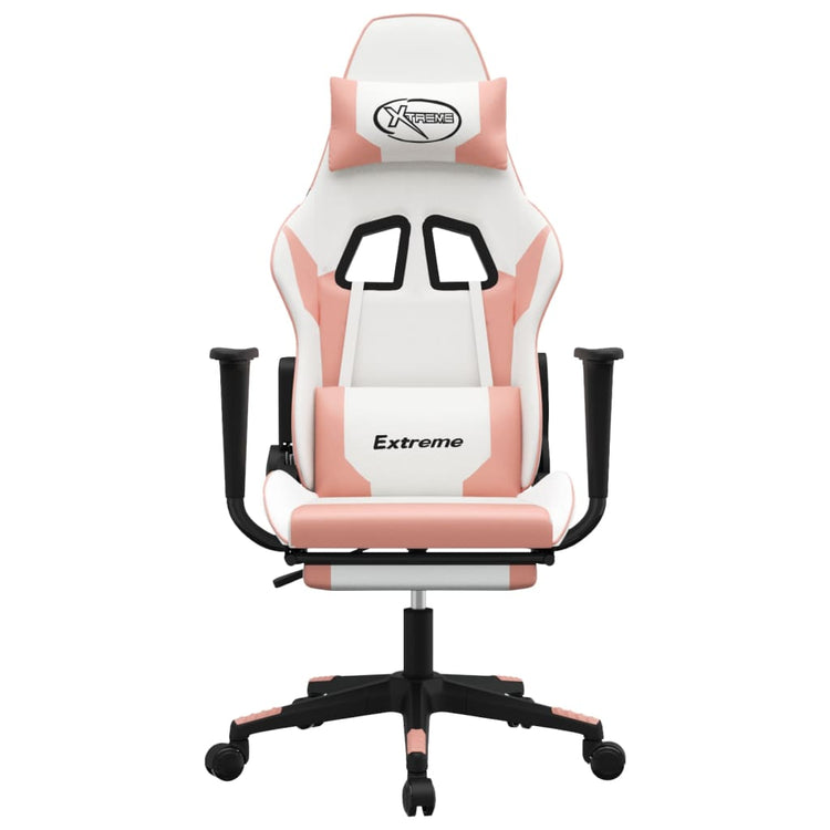 Sedia da Gaming Massaggio Poggiapiedi Bianco e Rosa Similpelle cod mxl 61067