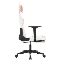 Sedia da Gaming Massaggio Poggiapiedi Bianco e Rosa Similpelle cod mxl 61067