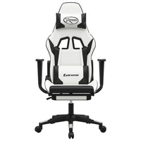 Sedia da Gaming Massaggio Poggiapiedi Bianco e Nero Similpelle 345467