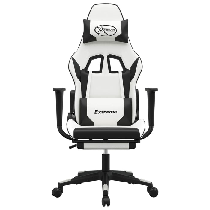 Sedia da Gaming Massaggio Poggiapiedi Bianco e Nero Similpelle 345467