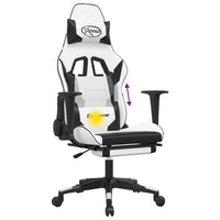 Sedia da Gaming Massaggio Poggiapiedi Bianco e Nero Similpelle 345467