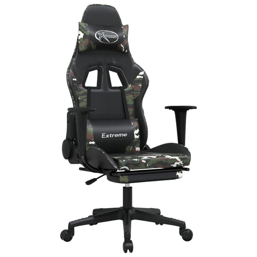 Sedia Gaming Massaggio Poggiapiedi Nero e Mimetico Similpelle cod mxl 64859