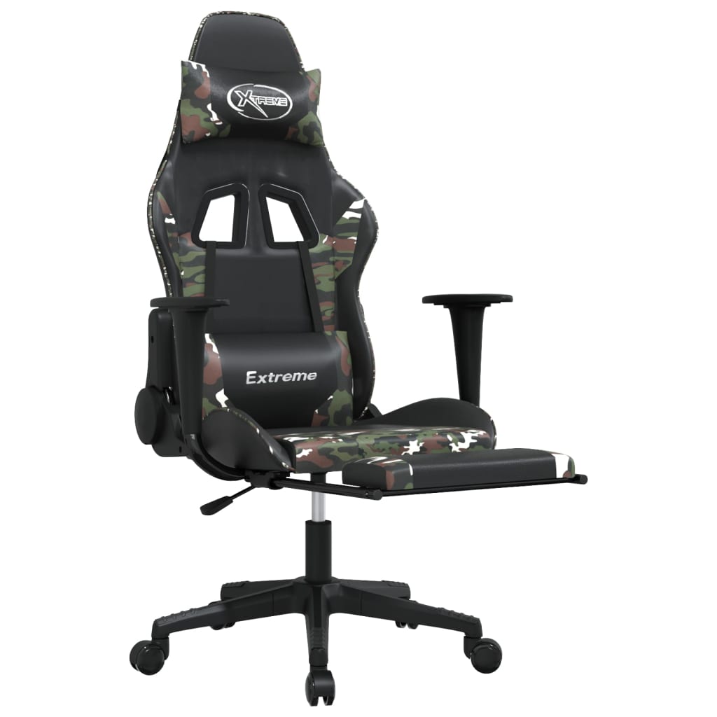 Sedia Gaming Massaggio Poggiapiedi Nero e Mimetico Similpelle cod mxl 64859