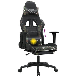 Sedia Gaming Massaggio Poggiapiedi Nero e Mimetico Similpelle cod mxl 64859