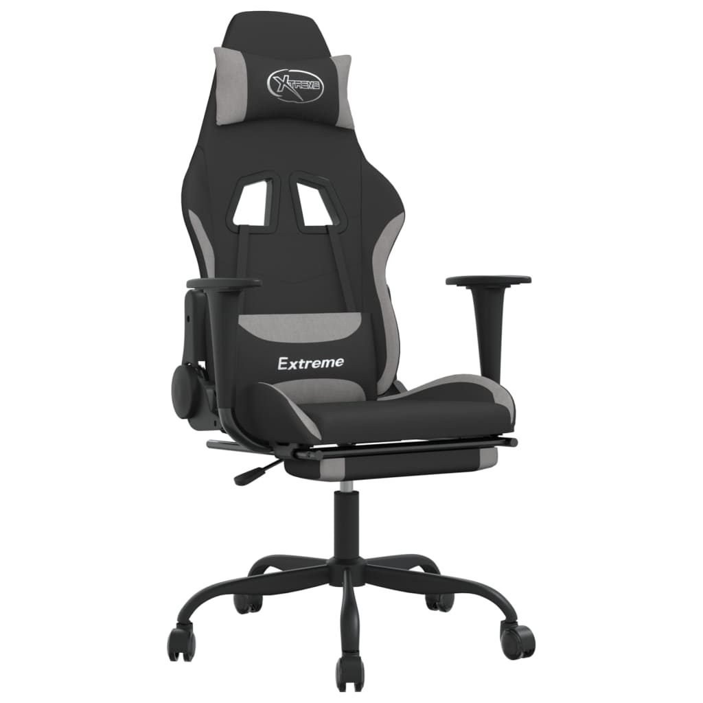 Sedia da Gaming Massaggio e Poggiapiedi Nero e Grigio Tessutocod mxl 77356