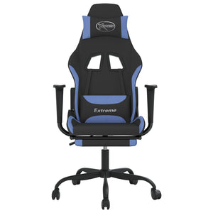 Sedia da Gaming Massaggio e Poggiapiedi in Tessuto Nero e Blu cod mxl 67516