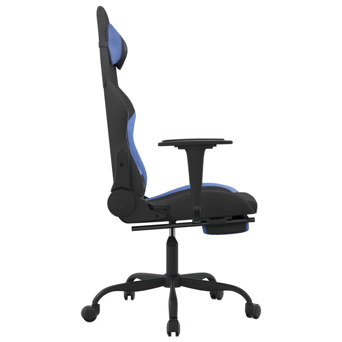 Sedia da Gaming Massaggio e Poggiapiedi in Tessuto Nero e Blu cod mxl 67516