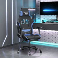 Sedia da Gaming Massaggio e Poggiapiedi in Tessuto Nero e Blu cod mxl 67516