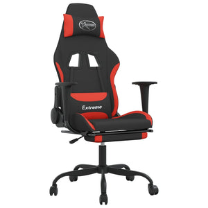 Sedia da Gaming Massaggio e Poggiapiedi Tessuto Nero e Rosso cod mxl 67891