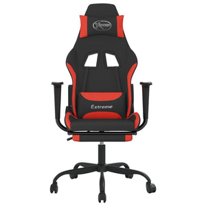 Sedia da Gaming Massaggio e Poggiapiedi Tessuto Nero e Rosso cod mxl 67891