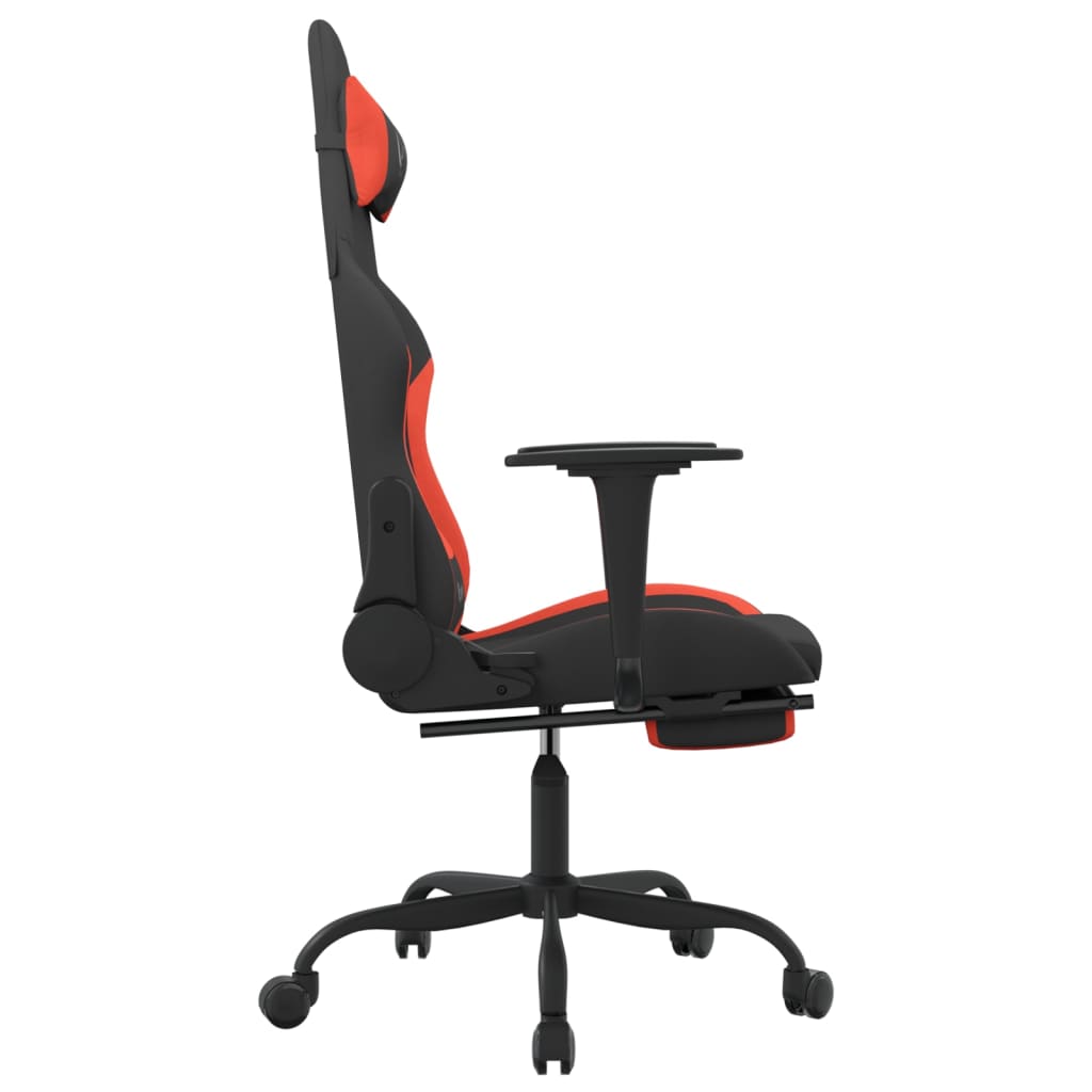 Sedia da Gaming Massaggio e Poggiapiedi Tessuto Nero e Rosso cod mxl 67891