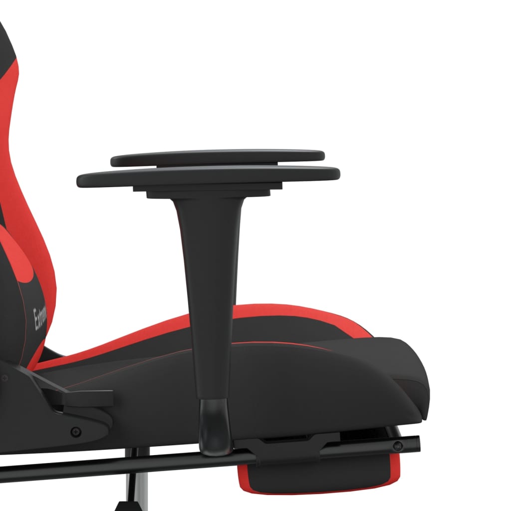 Sedia da Gaming Massaggio e Poggiapiedi Tessuto Nero e Rosso cod mxl 67891