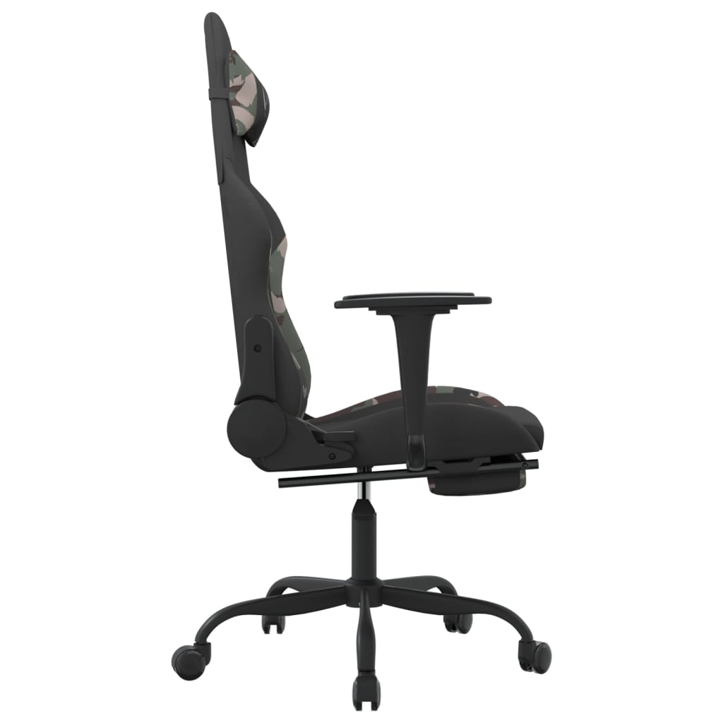 Sedia da Gaming Massaggi Poggiapiedi Nero e Mimetico in Tessuto 345490