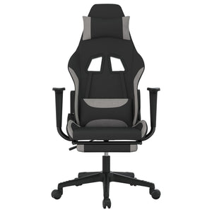 Sedia da Gaming Massaggio e Poggiapiedi Nero e Grigio Tessuto cod mxl 67193