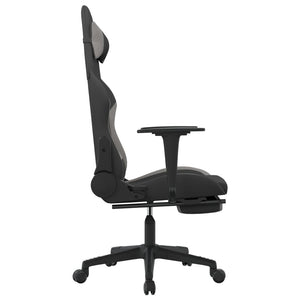 Sedia da Gaming Massaggio e Poggiapiedi Nero e Grigio Tessuto cod mxl 67193