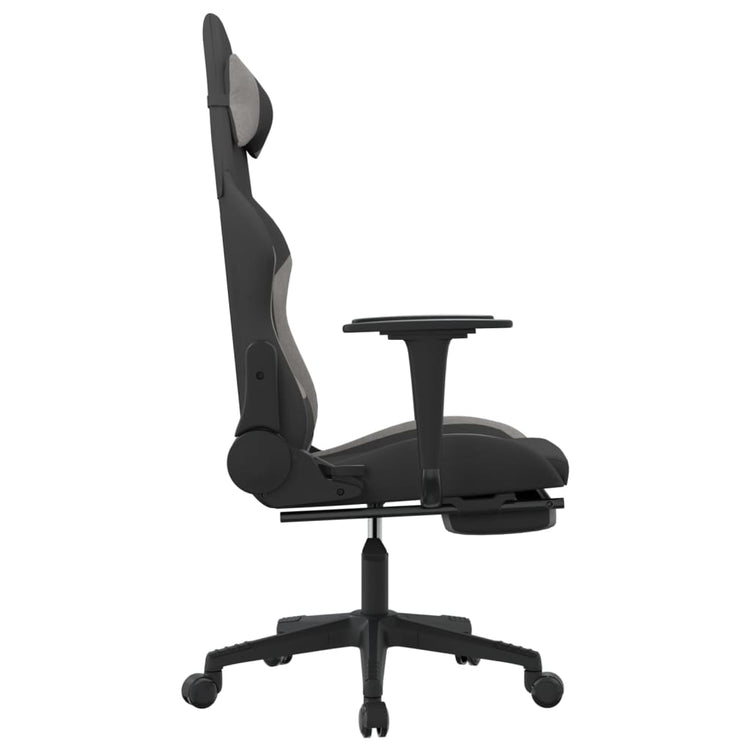 Sedia da Gaming Massaggio e Poggiapiedi Nero e Grigio Tessuto cod mxl 67193