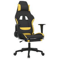 Sedia da Gaming Massaggio e Poggiapiedi Tessuto Nero e Giallo cod mxl 66689