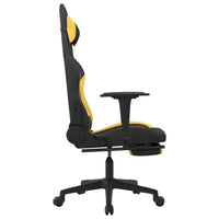 Sedia da Gaming Massaggio e Poggiapiedi Tessuto Nero e Giallo cod mxl 66689